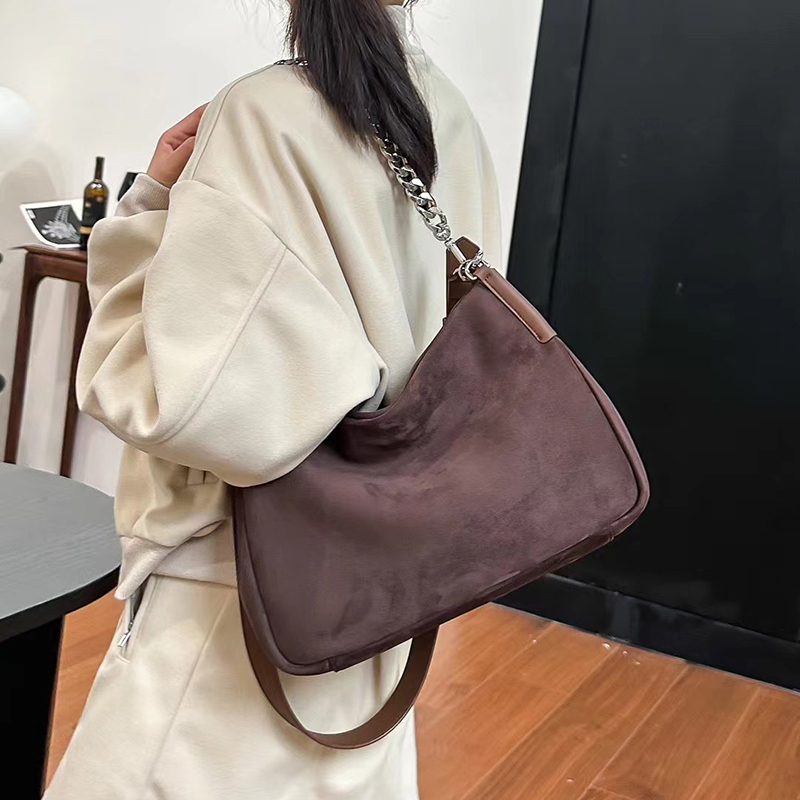 Suede Cowhide Leather Shoulder Bag for Women LH3599_4 Colors