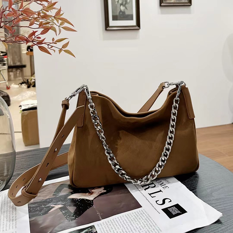 Suede Cowhide Leather Shoulder Bag for Women LH3599_4 Colors