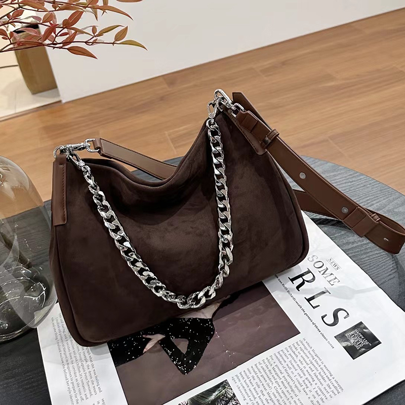 Suede Cowhide Leather Shoulder Bag for Women LH3599_4 Colors