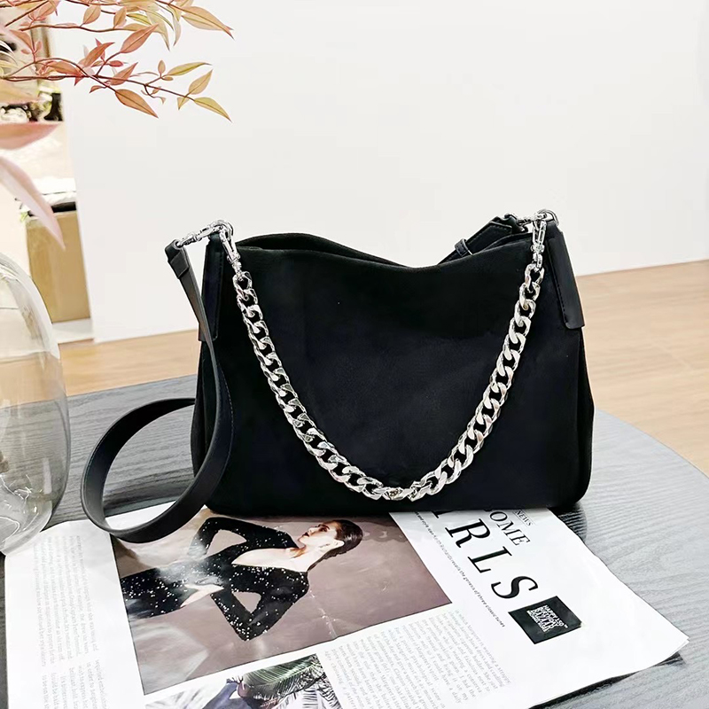 Suede Cowhide Leather Shoulder Bag for Women LH3599_4 Colors