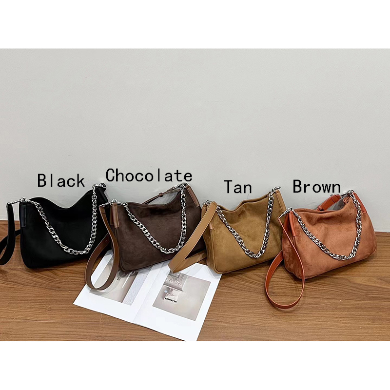 Suede Cowhide Leather Shoulder Bag for Women LH3599_4 Colors