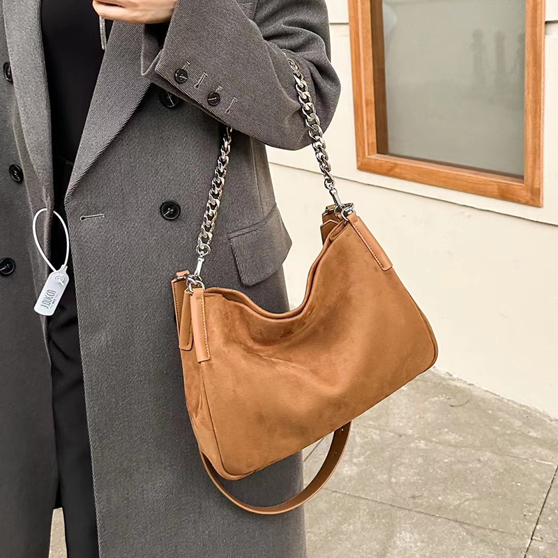 Suede Cowhide Leather Shoulder Bag for Women LH3599_4 Colors