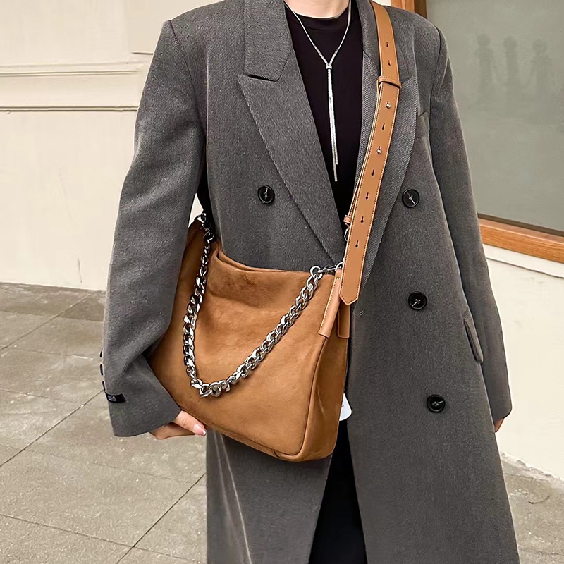 Suede Cowhide Leather Shoulder Bag for Women LH3599_4 Colors