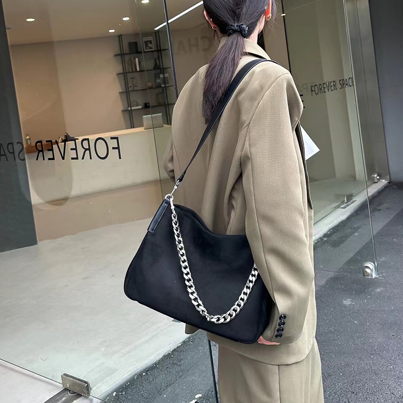 Suede Cowhide Leather Shoulder Bag for Women LH3599_4 Colors