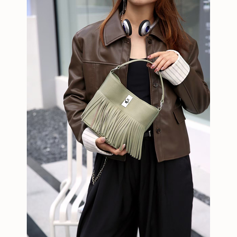 Tassels Leather Handbags Women Tote Bag LH3636_5 Colors