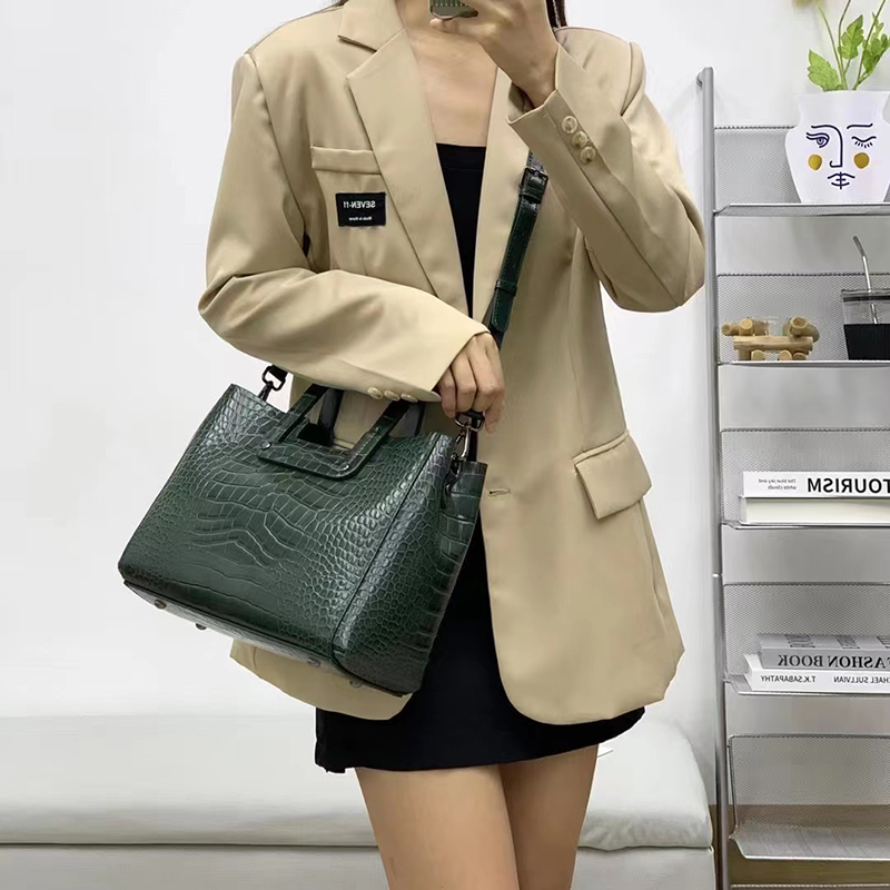 Top Handle Bag Crocodile Pattern Women Handbags LH3490_4 Colors