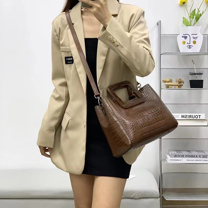Top Handle Bag Crocodile Pattern Women Handbags LH3490_4 Colors