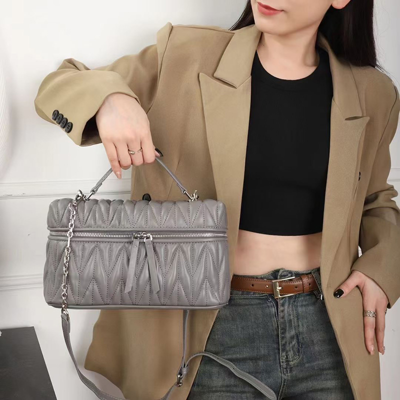 Trendy Women Qulited Leather Tote Satchel Bag LH3659_4 Colors