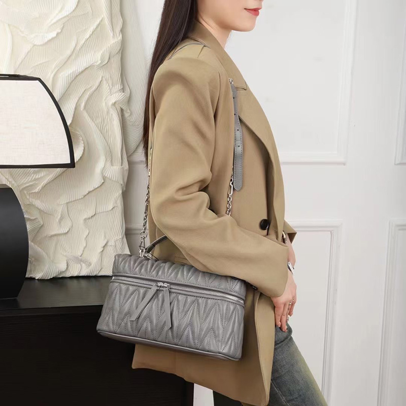 Trendy Women Qulited Leather Tote Satchel Bag LH3659_4 Colors