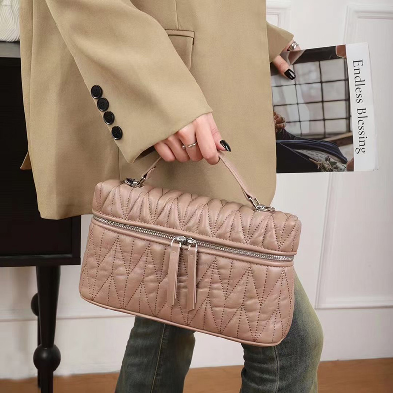 Trendy Women Qulited Leather Tote Satchel Bag LH3659_4 Colors