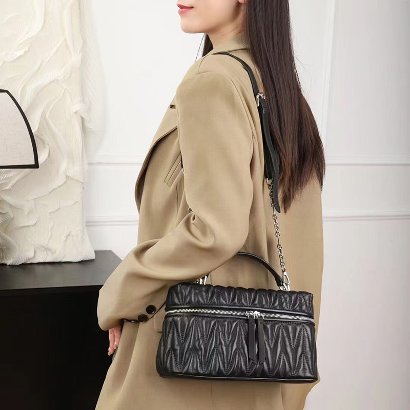 Trendy Women Qulited Leather Tote Satchel Bag LH3659_4 Colors