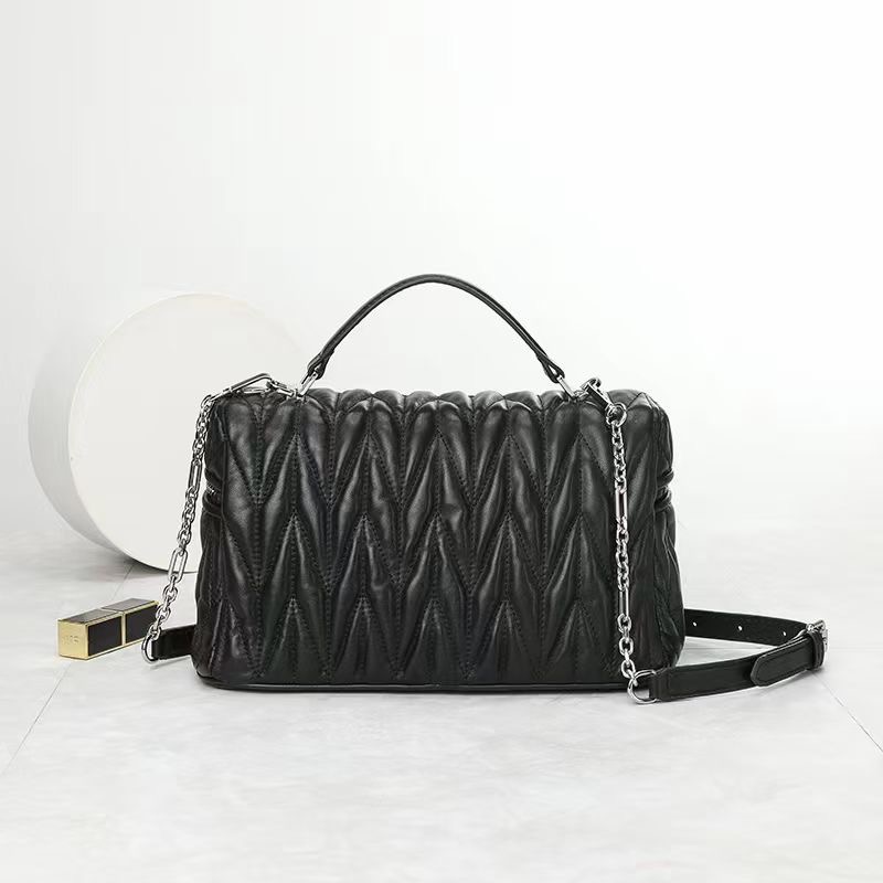 Trendy Women Qulited Leather Tote Satchel Bag LH3659_4 Colors