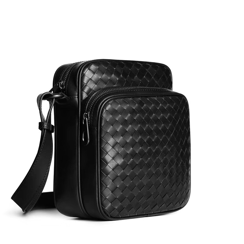 Vertical Woven Sheepskin Leather Crossbody Bag LH2891