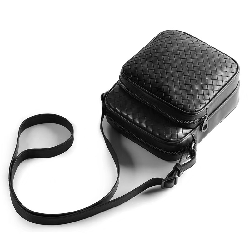 Vertical Woven Sheepskin Leather Crossbody Bag LH2891