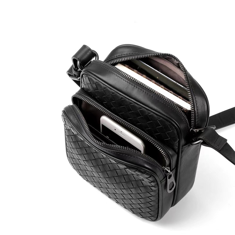 Vertical Woven Sheepskin Leather Crossbody Bag LH2891