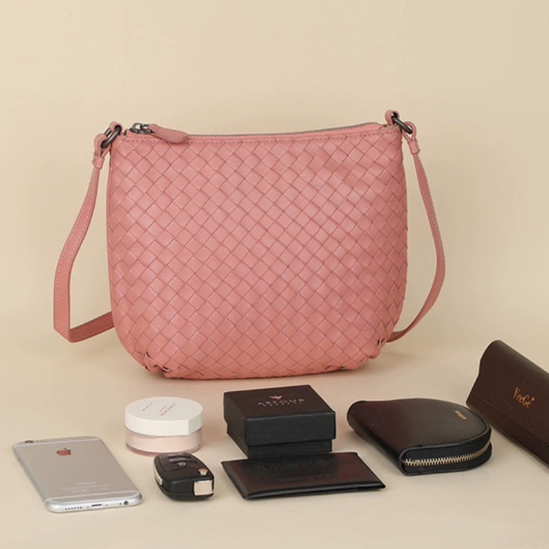 Woven Sheepskin Leather Crossbody Bag LH3099_4 Colors