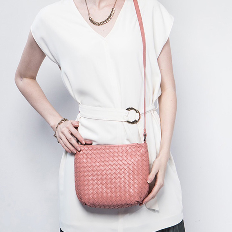 Woven Sheepskin Leather Crossbody Bag LH3099_4 Colors