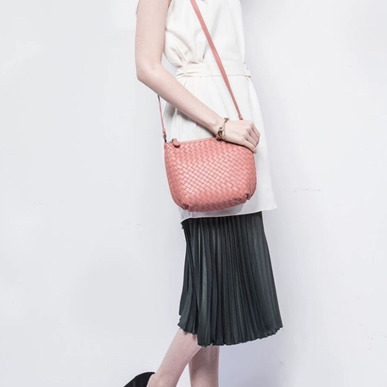 Woven Sheepskin Leather Crossbody Bag LH3099_4 Colors