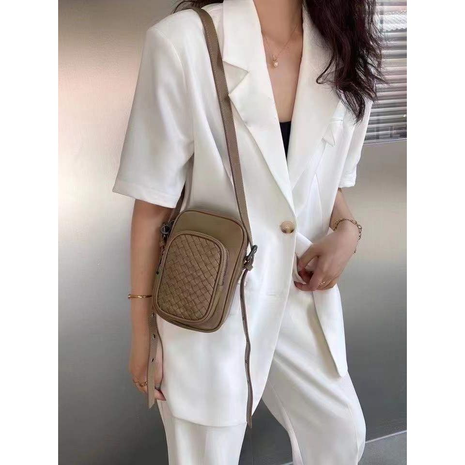 Woven Sheepskin Leather Phone Bag Sling Bag LH3248_6 Colors
