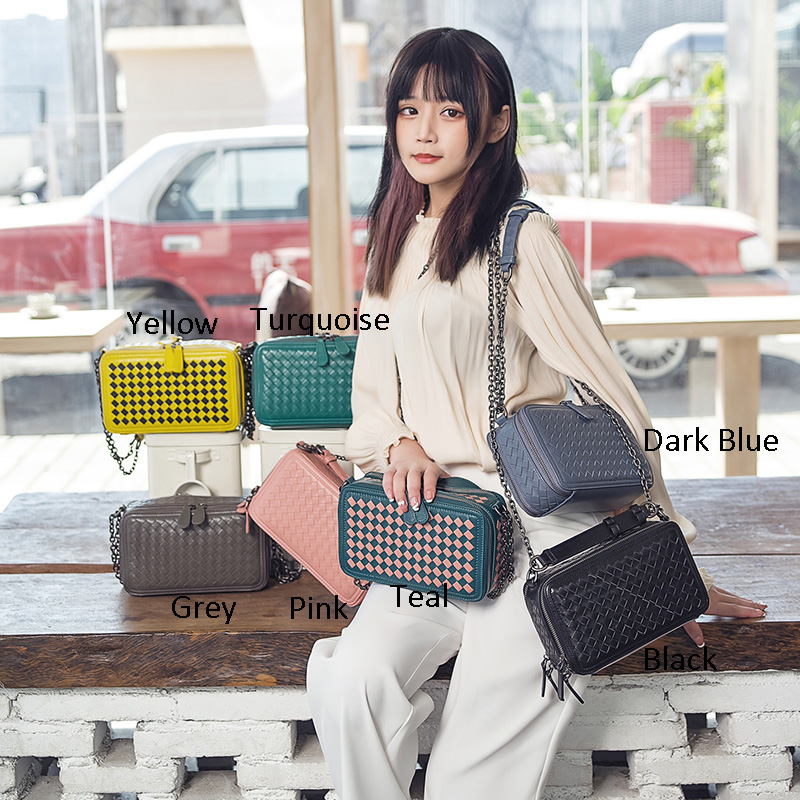 Woven Sheepskin Leather Satchel Bag LH3098_7 Colors