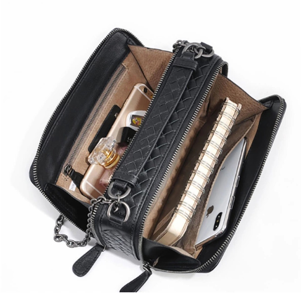 Woven Sheepskin Leather Satchel Bag LH3098_7 Colors