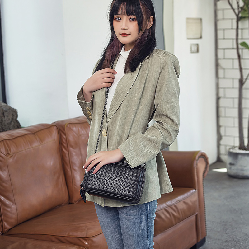 Woven Sheepskin Leather Satchel Bag LH3098_7 Colors