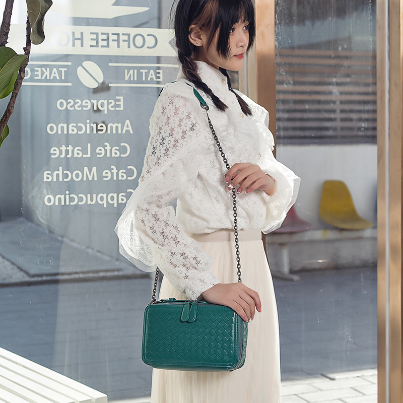 Woven Sheepskin Leather Satchel Bag LH3098_7 Colors