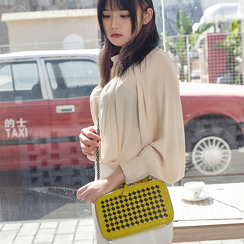 Woven Sheepskin Leather Satchel Bag LH3098_7 Colors