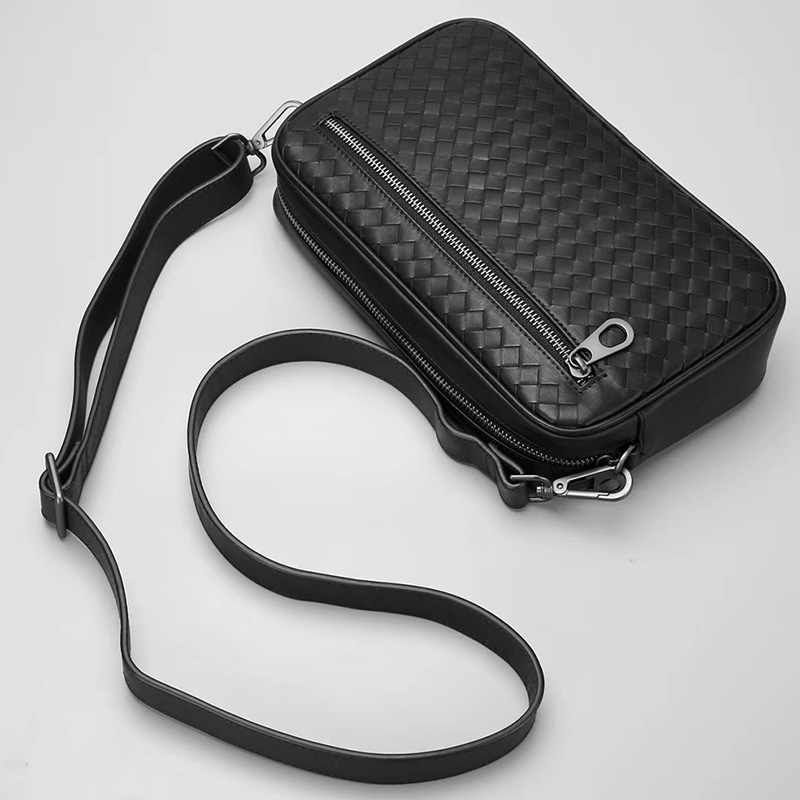 Woven Top Zipper Leather Crossbody Bag LH2894