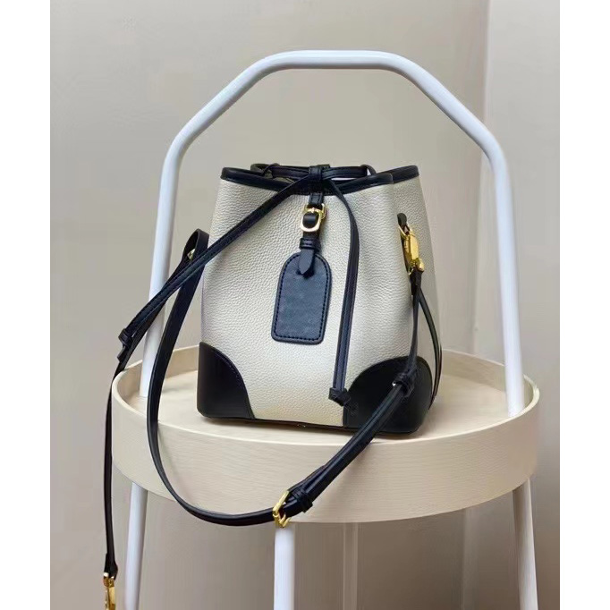 Drawstring Pebbled Leather Barrel Bag LH3231_4 Colors