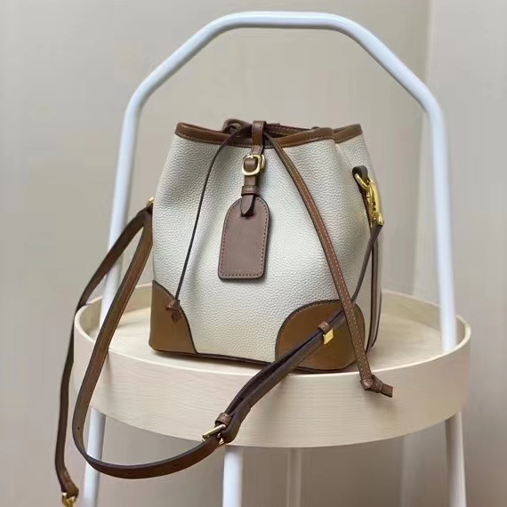 Drawstring Pebbled Leather Barrel Bag LH3231_4 Colors