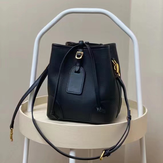 Drawstring Pebbled Leather Barrel Bag LH3231_4 Colors