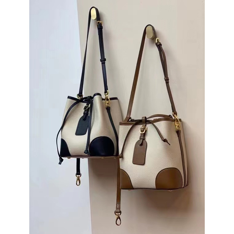 Drawstring Pebbled Leather Barrel Bag LH3231_4 Colors