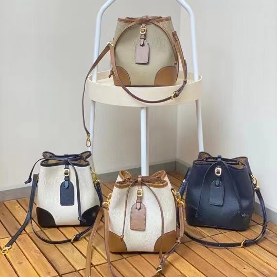 Drawstring Pebbled Leather Barrel Bag LH3231_4 Colors
