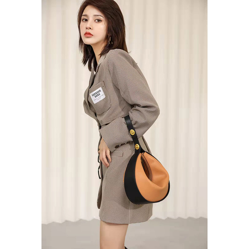 Soft Blocked Color Leather Hobo Slouchy Bag LH3237_3 Colors