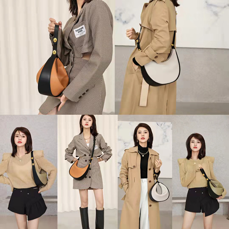 Soft Blocked Color Leather Hobo Slouchy Bag LH3237_3 Colors