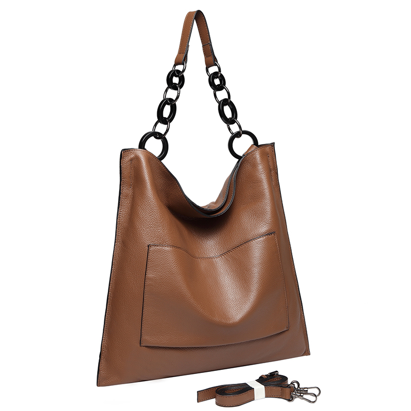 Brown Cowhide Real Leather Slouchy Shoulder Purse LH2716