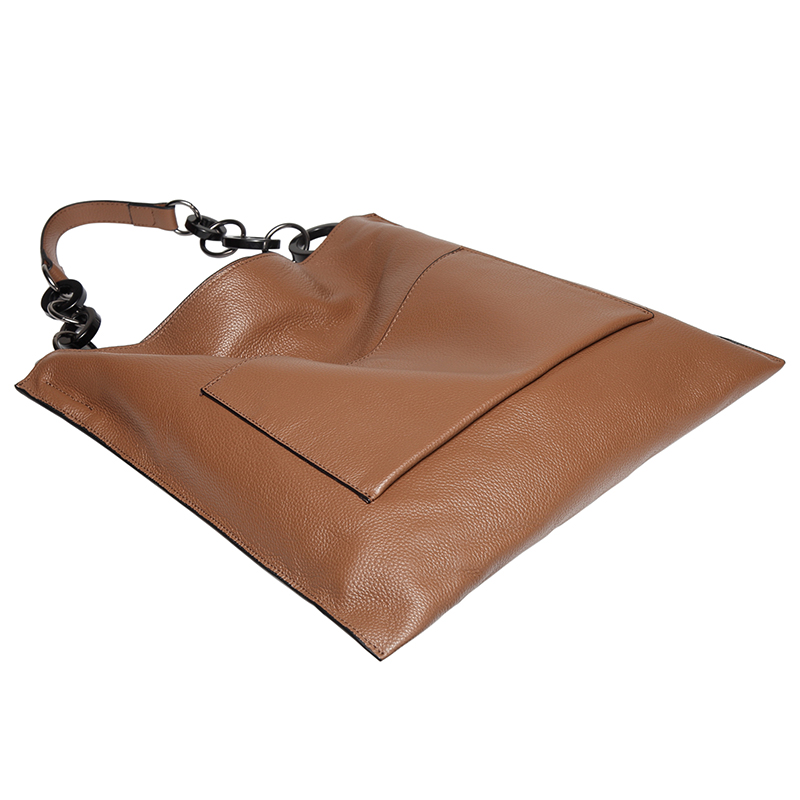Brown Cowhide Real Leather Slouchy Shoulder Purse LH2716