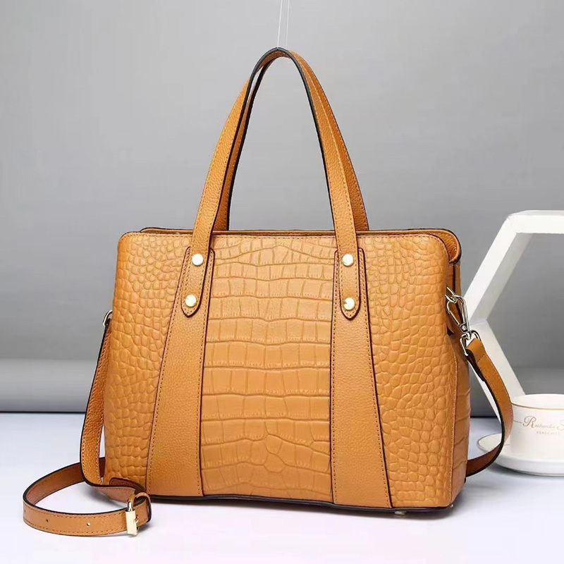 Crocodile Pattern Women Real Leather Shoulder Bag H3217_6 Colors