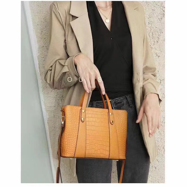 Crocodile Pattern Women Real Leather Shoulder Bag H3217_6 Colors