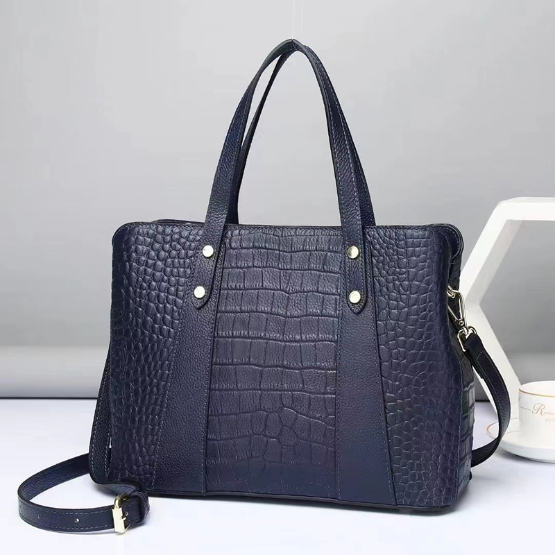Crocodile Pattern Women Real Leather Shoulder Bag H3217_6 Colors
