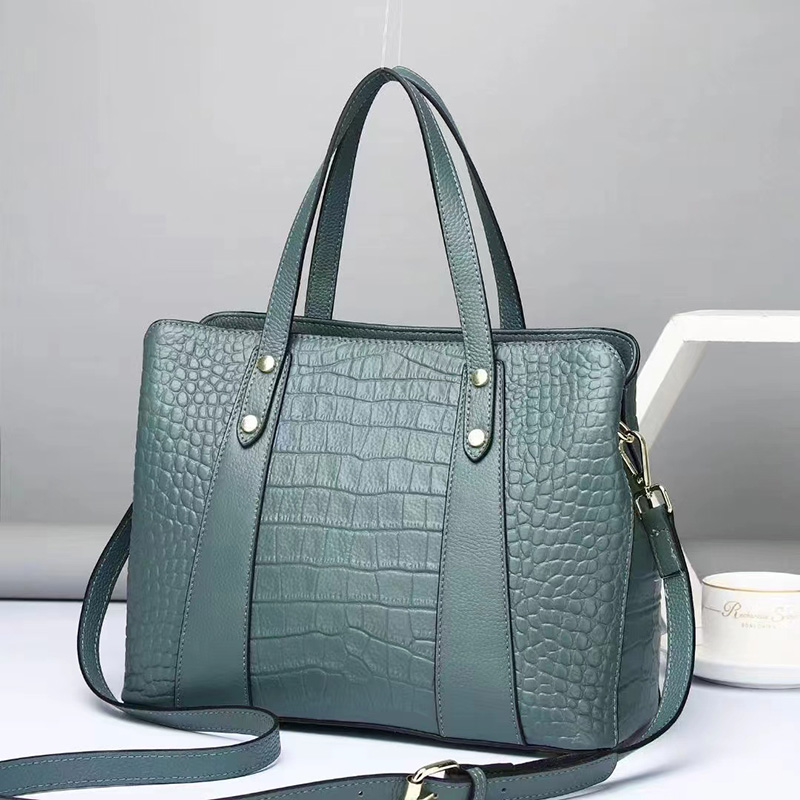 Crocodile Pattern Women Real Leather Shoulder Bag H3217_6 Colors