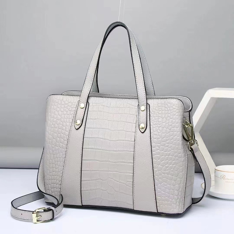 Crocodile Pattern Women Real Leather Shoulder Bag H3217_6 Colors