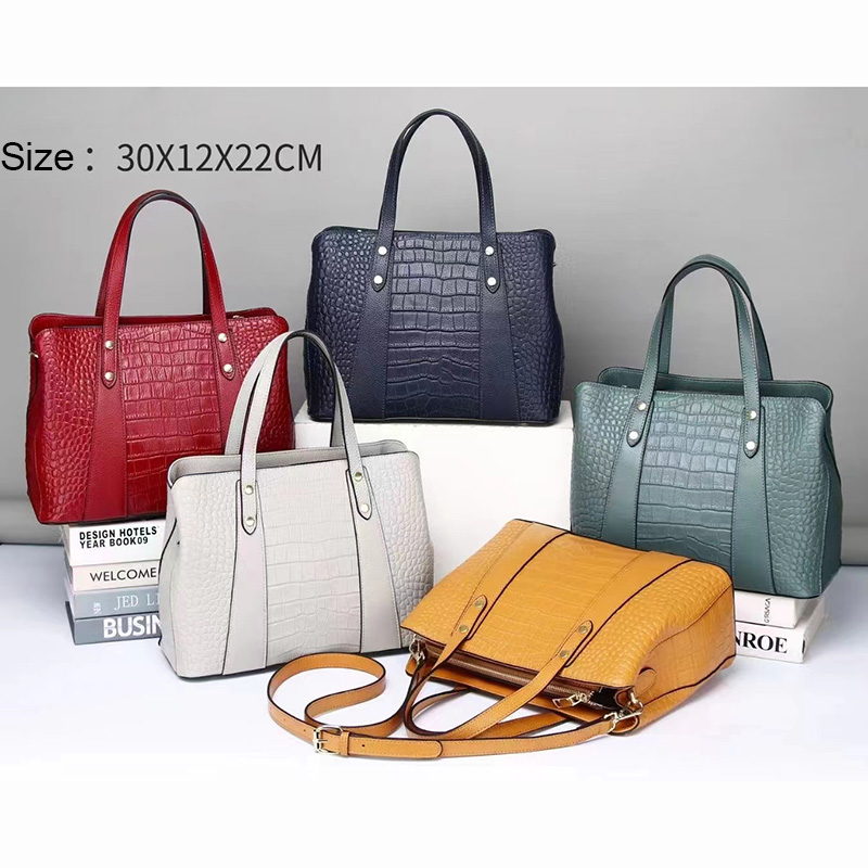 Crocodile Pattern Women Real Leather Shoulder Bag H3217_6 Colors