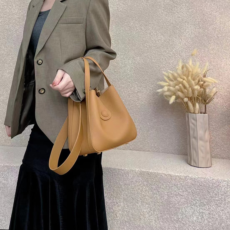 Crossbody Genuine Leather Barrel Bag Women Shoulder Purse 3529_4 Colors