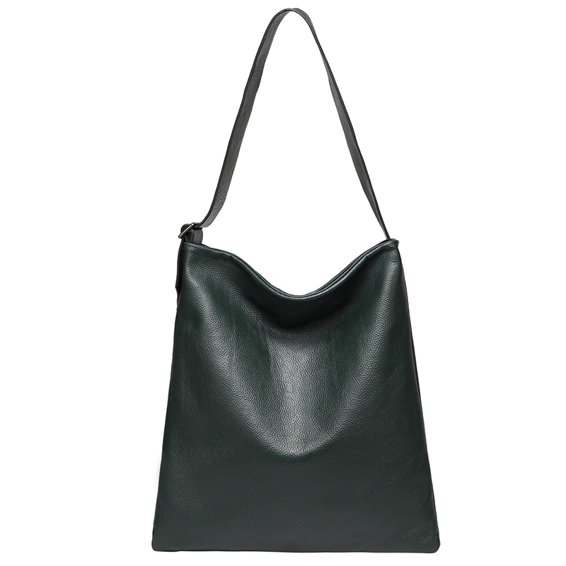 Dark Green Supple Genuine leather Slouchy Shoulder Bag LH2715_5 Colors