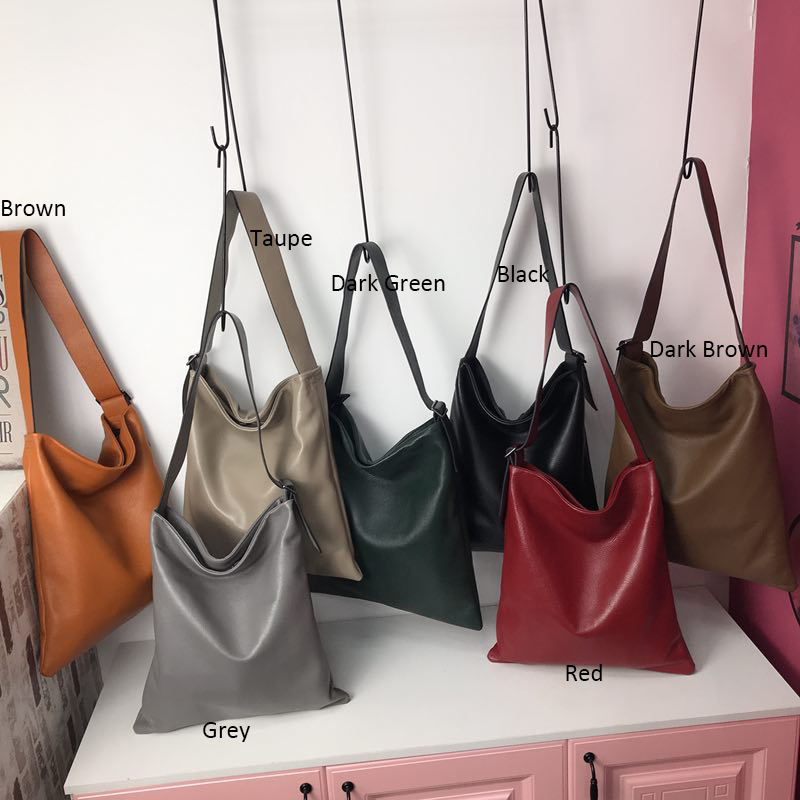 Dark Green Supple Genuine leather Slouchy Shoulder Bag LH2715_5 Colors