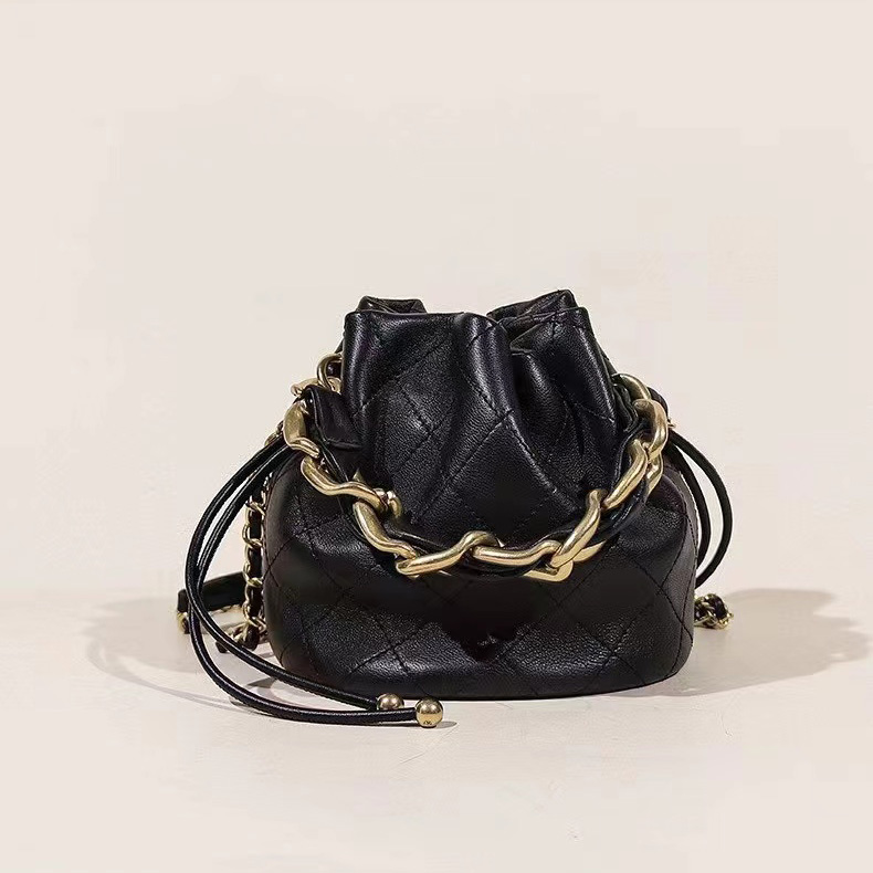 Drawstring Genuine Leather Barrel Bag Satchel Purse LH3379_2 Colors