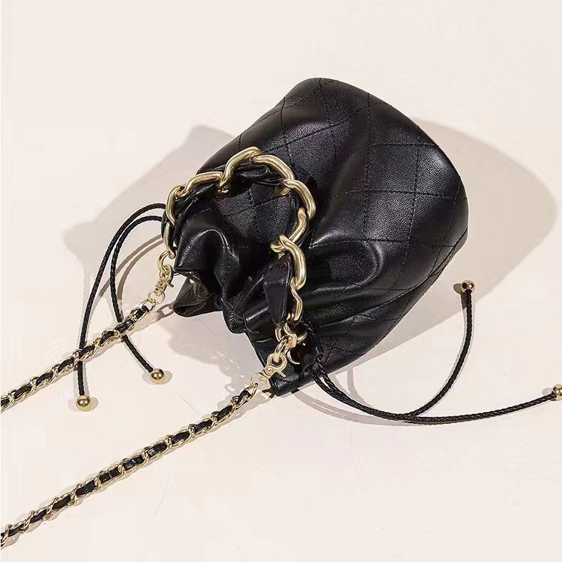 Drawstring Genuine Leather Barrel Bag Satchel Purse LH3379_2 Colors