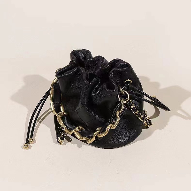 Drawstring Genuine Leather Barrel Bag Satchel Purse LH3379_2 Colors